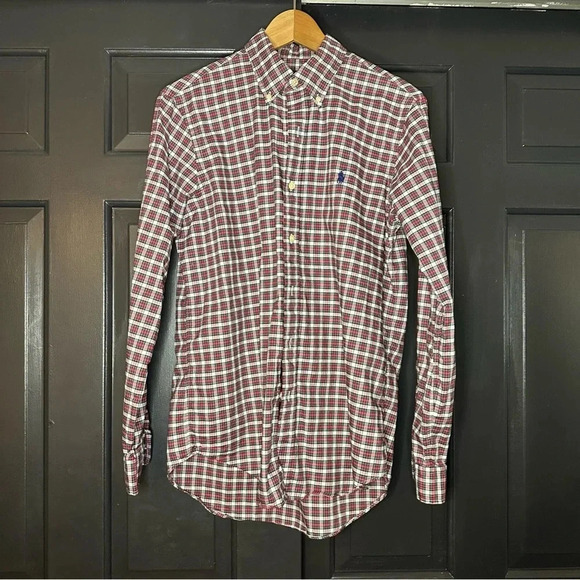 Polo Ralph Lauren Mens Shirt Button Down Red Plaid 100% Cotton size M(h8 - Picture 1 of 11